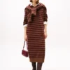 Stribet uld-kashmir-sweaterkjole Stribet uld-kashmir-sweaterkjole