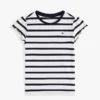 T-shirt med striber og flæser på ærmerne til børn