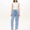 Tapered gingham-seersucker bukser med bælte