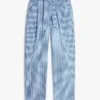 Tapered gingham-seersucker bukser med bælte
