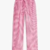 Tapered gingham-seersucker bukser med bælte