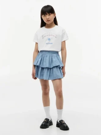 Tommy Hilfiger T-shirt med rhinestone-logo til børn