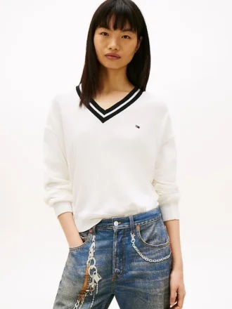 Tommy Jeans sweater med afslappet pasform og V-hals Tommy Jeans sweater med afslappet pasform og V-hals