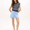 Twill-shorts med lommer og guldknapper