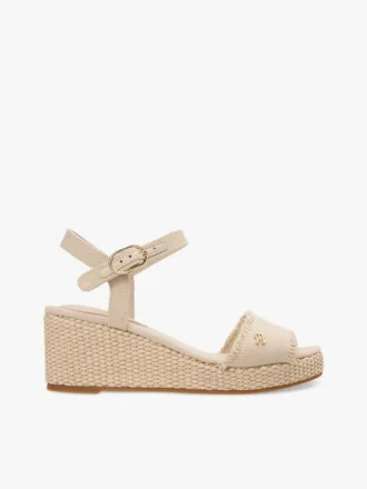 Vævet espadrille-sandal med kilehæl