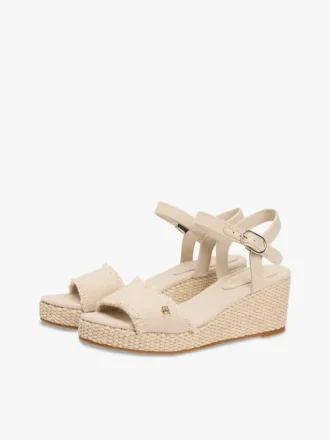 Vævet espadrille-sandal med kilehæl